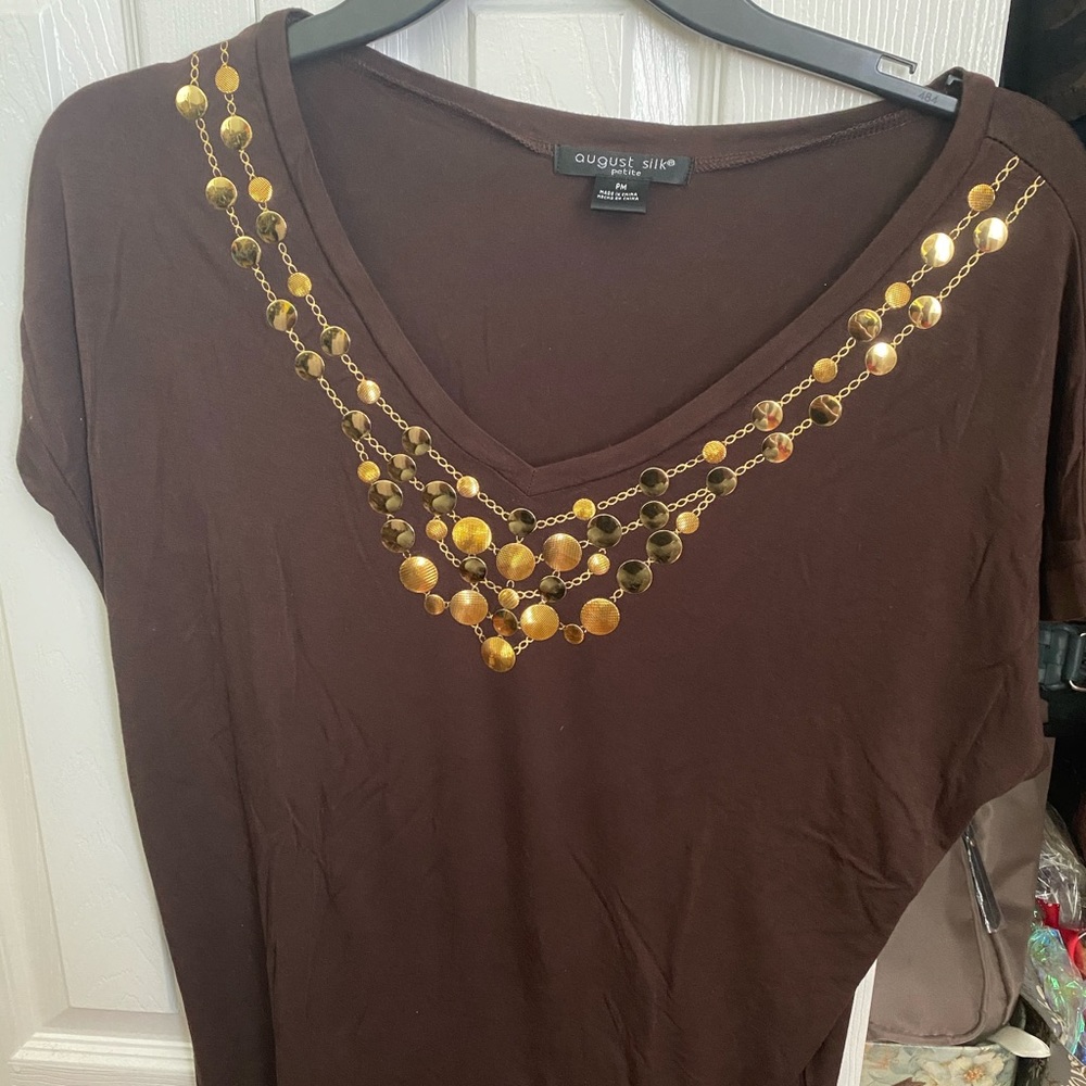 August Silk Blouse w/ Gold